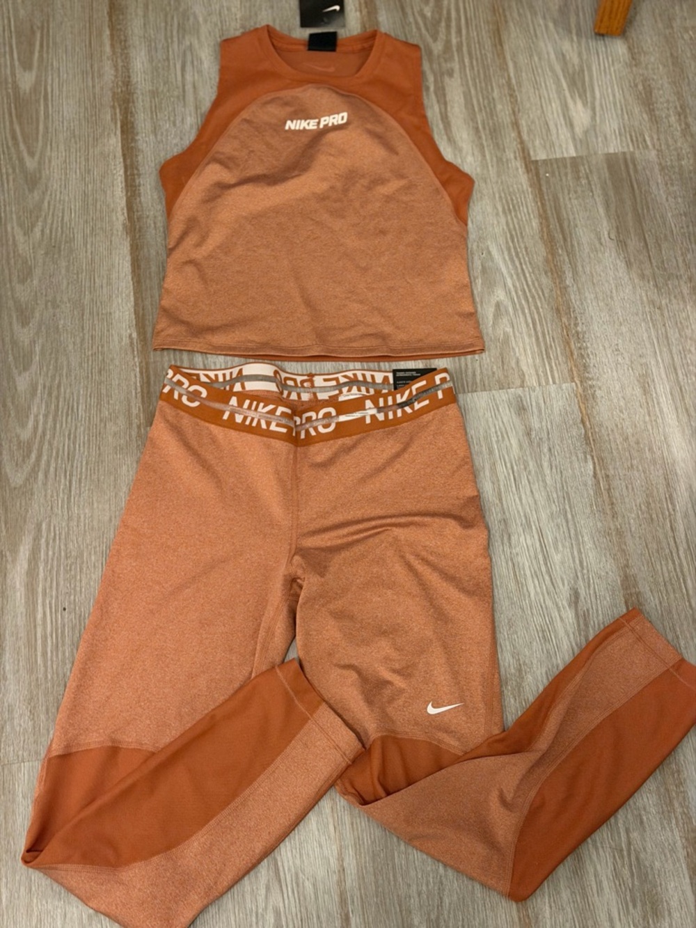 Nike Rust Orange Crop Tank & Leggings Active Set